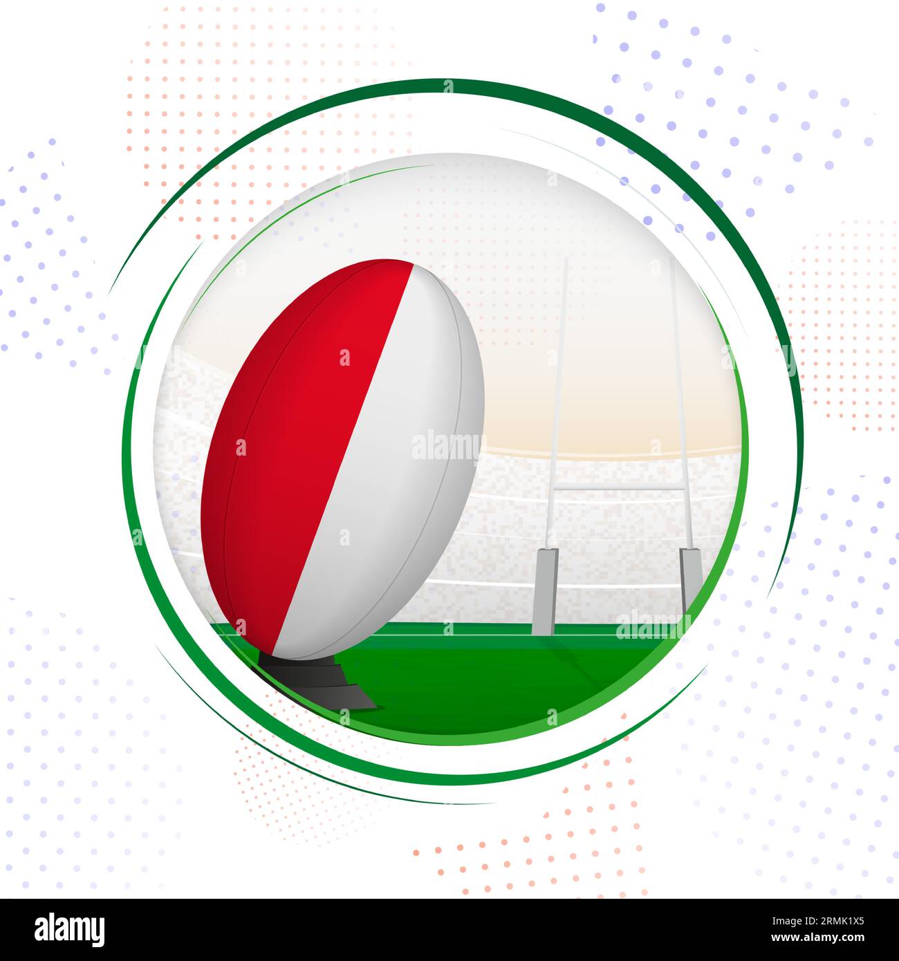 Flag of Indonesia on rugby ball. Round rugby icon with flag of Indonesia. Vector illustration