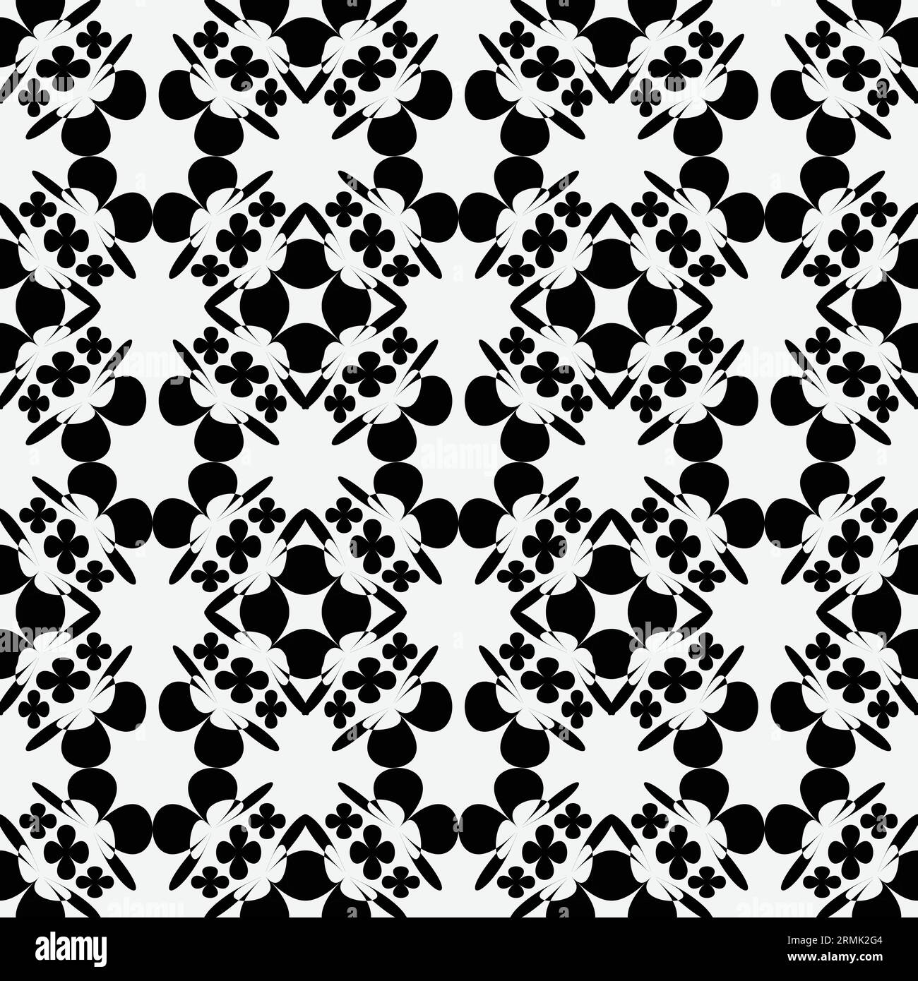 Seamless black and white floral seamless pattern. Vector hand drawn ...