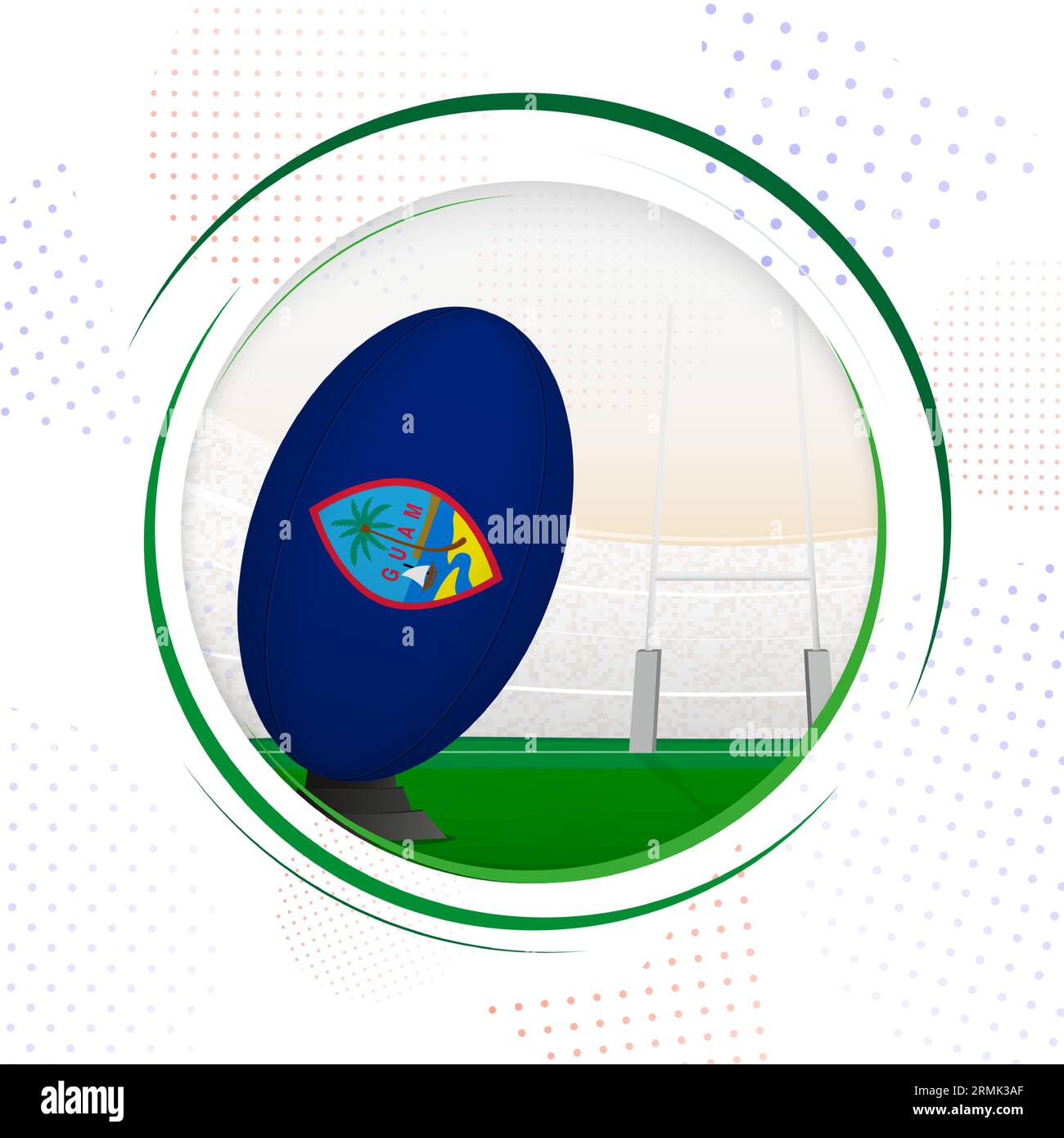 Flag of Guam on rugby ball. Round rugby icon with flag of Guam. Vector ...