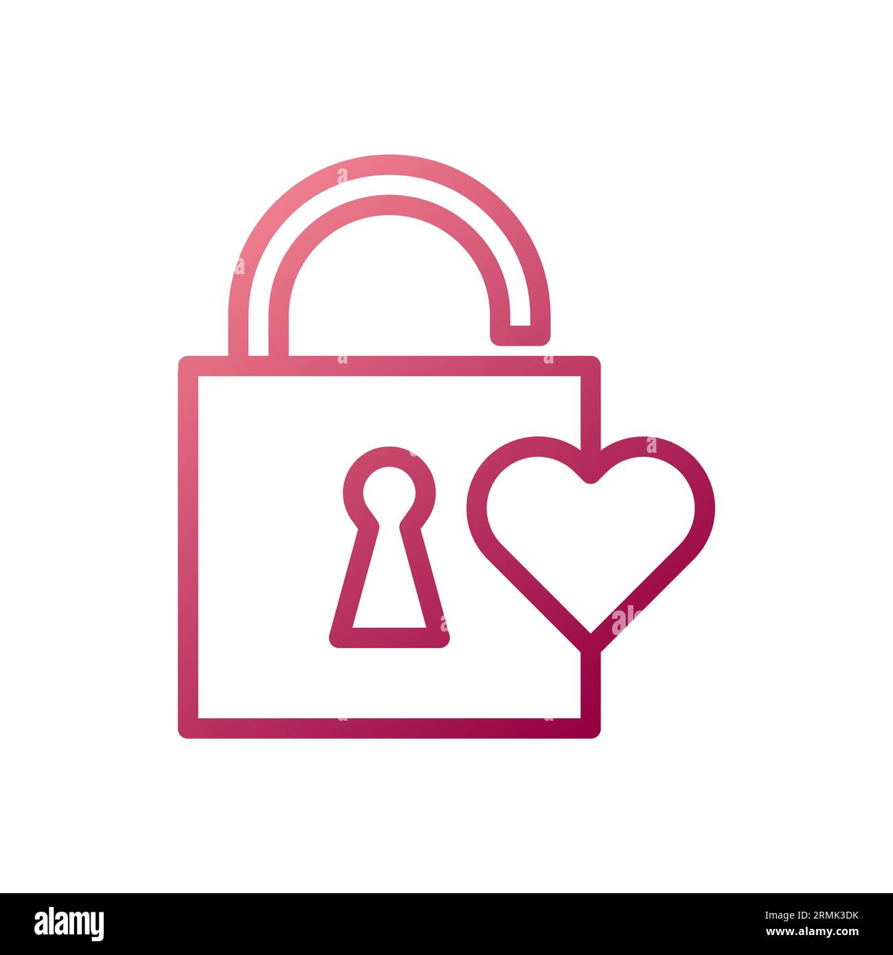 Padlock love icon gradient white red style valentine illustration vector element and symbol