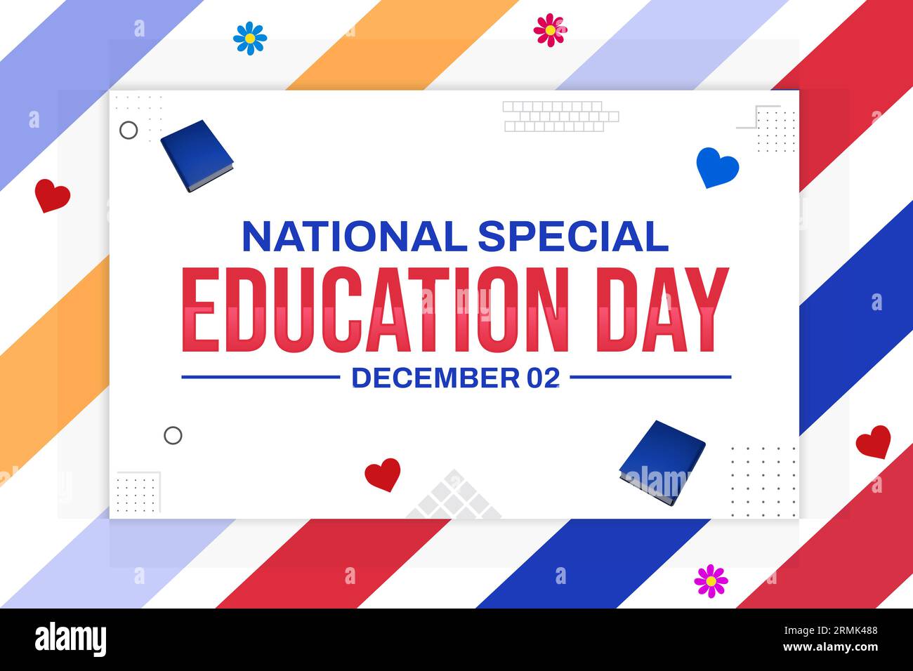 National Special Education Day wallpaper with books and typography
