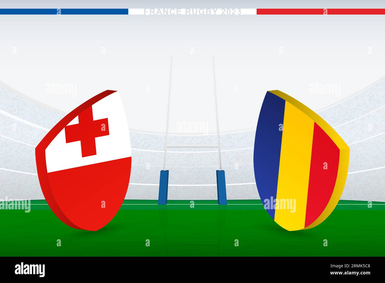 Match between Tonga and Romania, illustration of rugby flag icon on ...