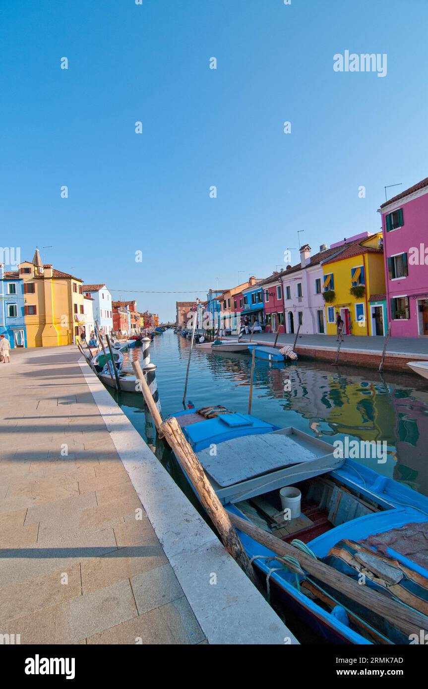Italy Venice Burano island with traditional colorful houses Stock Photo ...