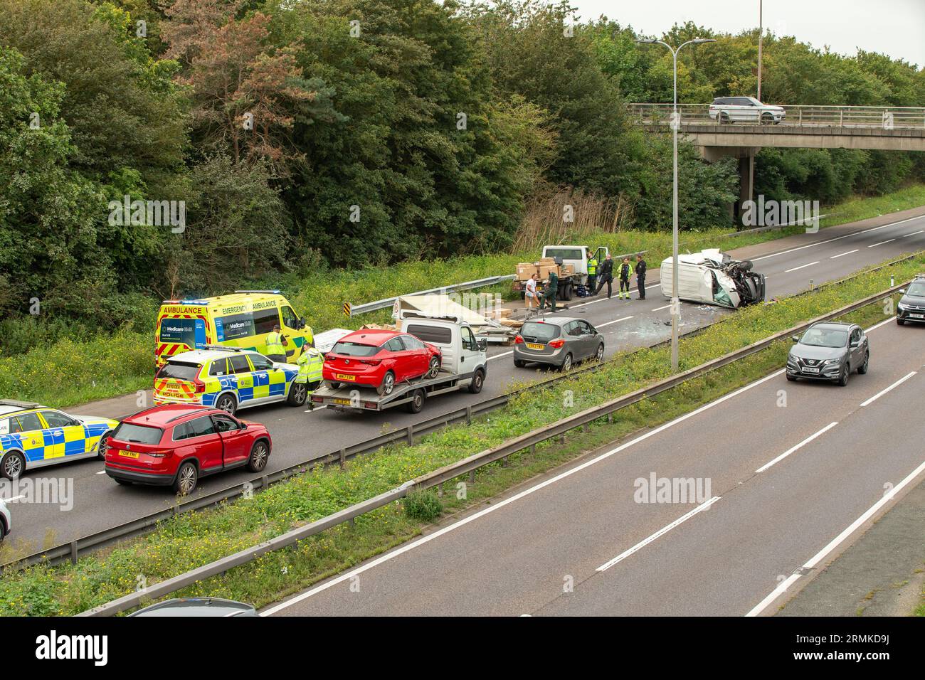 Brentwood Uk 29th Aug 2023. Accident involving two vans one is