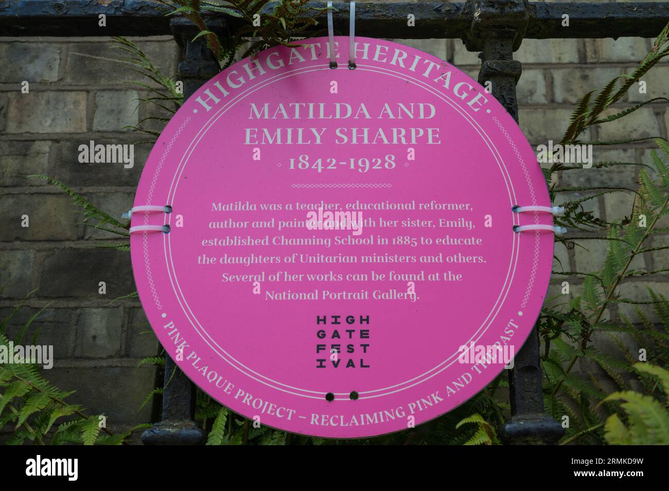 Highgate Pink Plaques Project honouring the lives of notable Highgate women. Highgate, London N6 England, UK Stock Photo