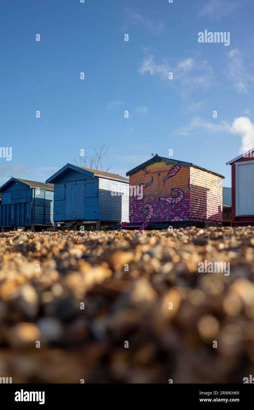 Colourful beach huts at West Beach Whitstable Kent UK Stock Photo Alamy