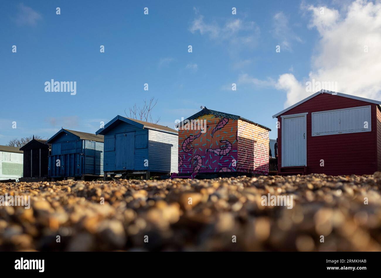 Colourful beach huts at West Beach Whitstable Kent UK Stock Photo Alamy
