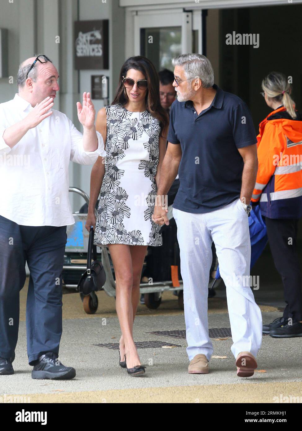 Venice, . 29th Aug, 2023. Venice, 80th Venice Film Festival 2023, George Clooney and Amal arrive at the airport Credit: Independent Photo Agency/Alamy Live News Stock Photo
