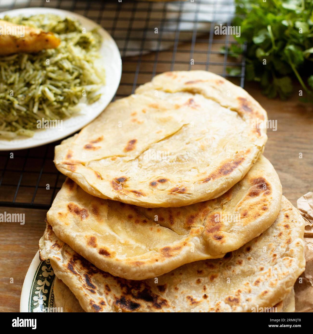 Pita with rice traditional indian recipe Stock Photo