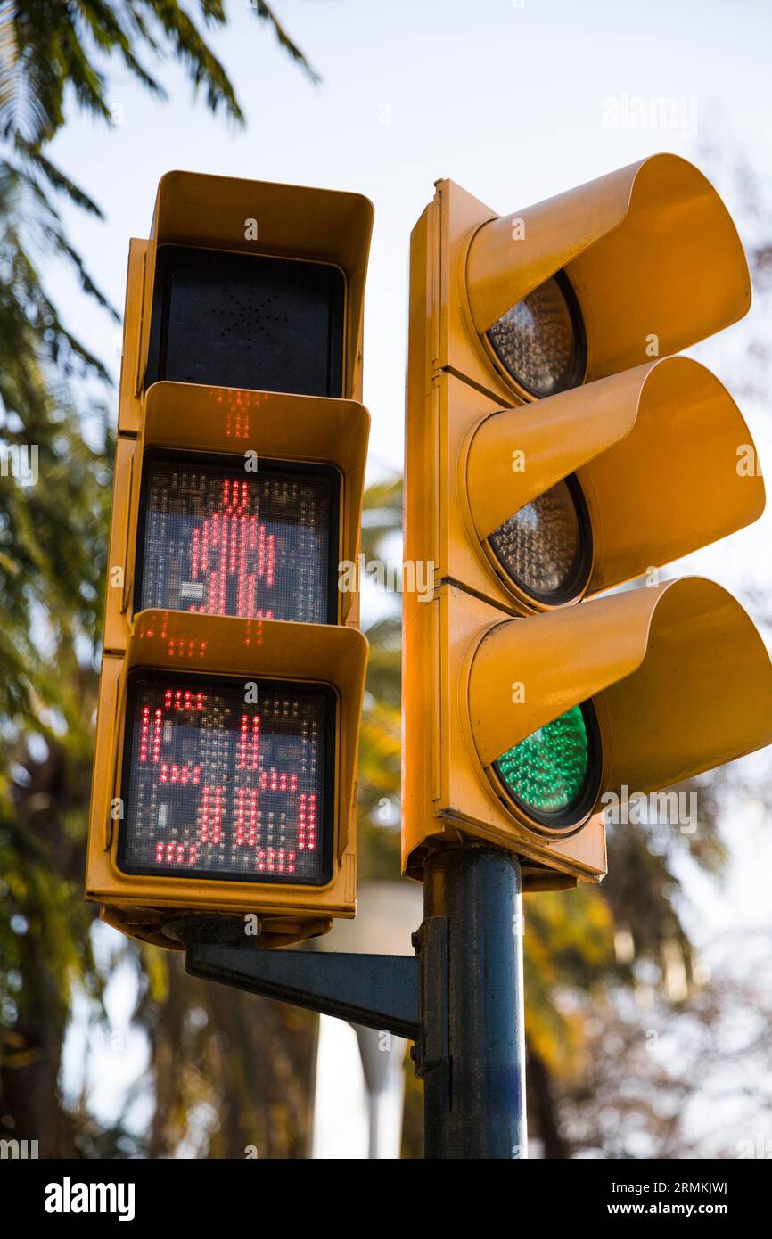 Red traffic light pedestrians with countdown Stock Photo Alamy