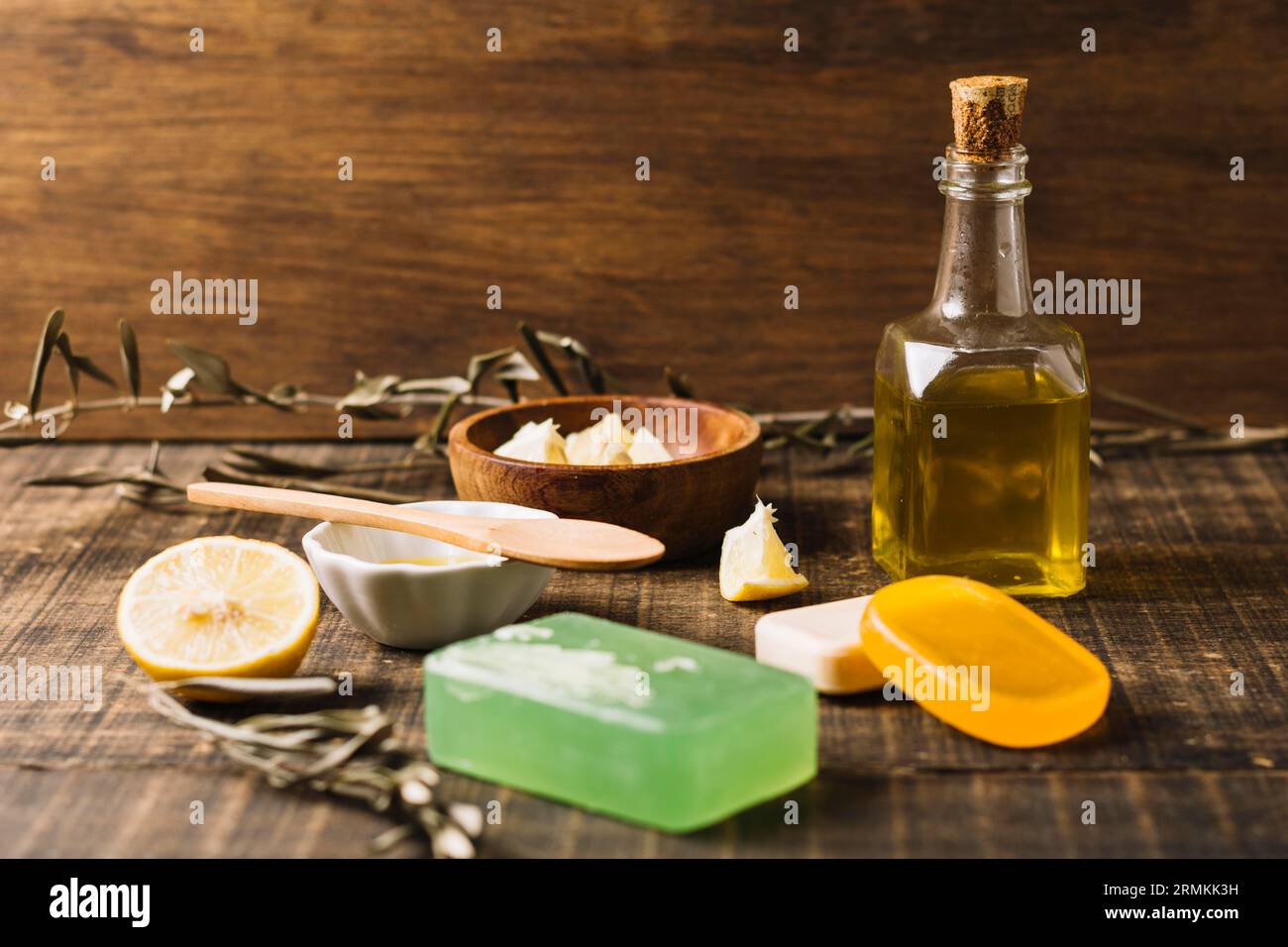 Soap bars with ingredients sunlight Stock Photo Alamy