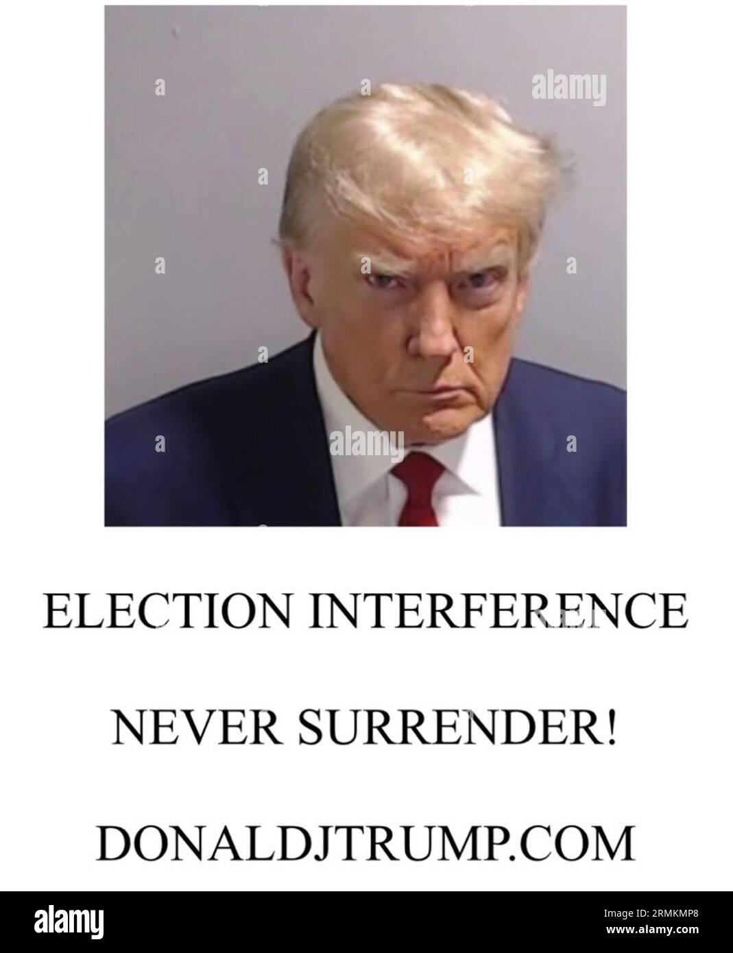 DONALD TRUMP mugshot from Futon County Sheriff's Office, 25 August 2023 used on a promotional poster. Stock Photo