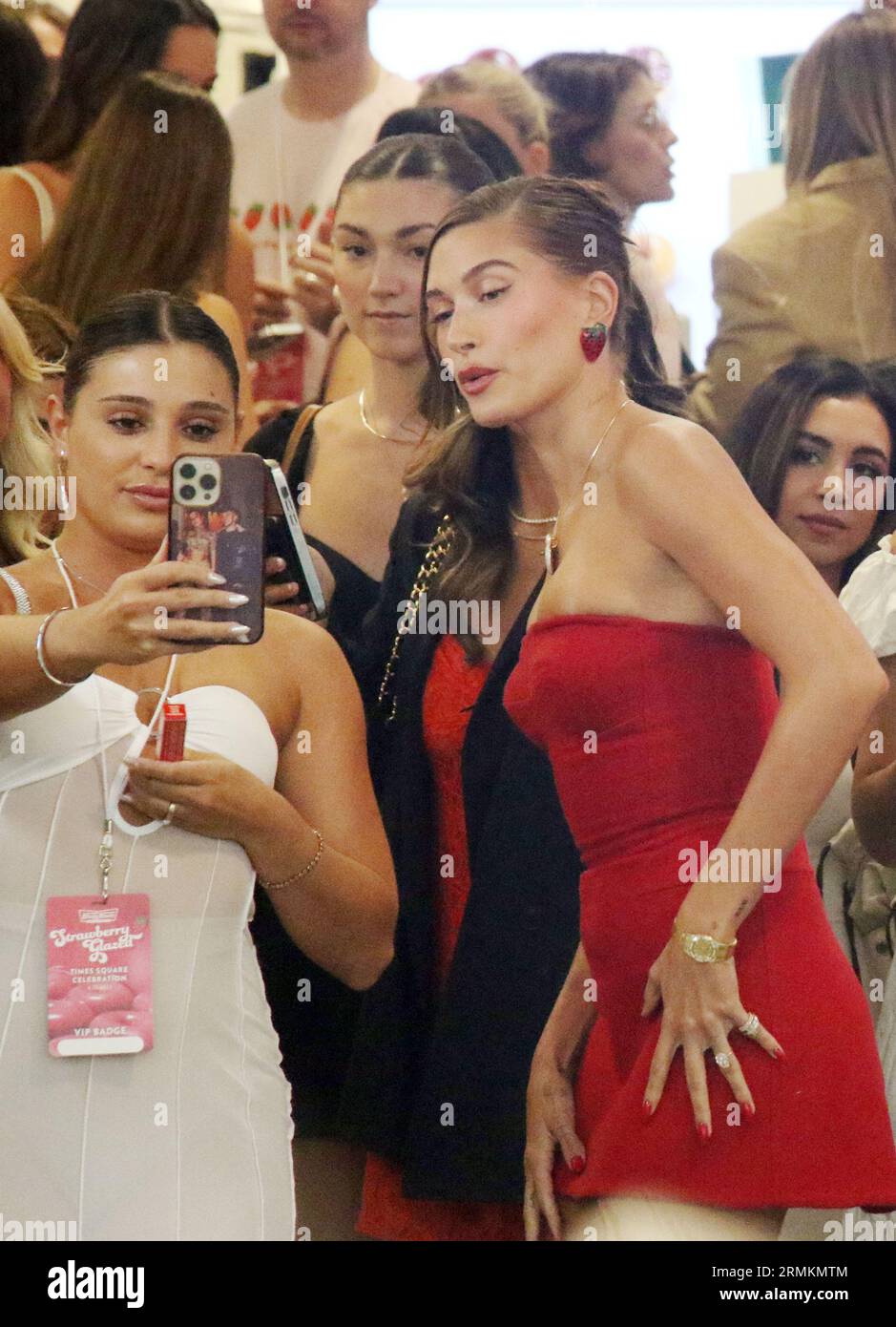 New York, NY, USA. 28th Aug, 2023. Hailey Bieber launches Strawberry