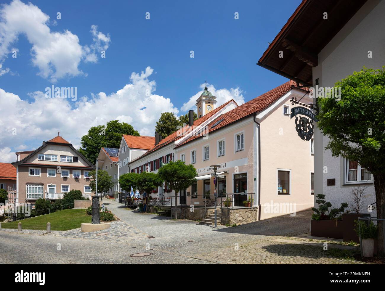 Market Square, Bad Birnbach, Lower Bavarian Spa Triangle, Rottal Inn District, Lower Bavaria, Germany Stock Photo