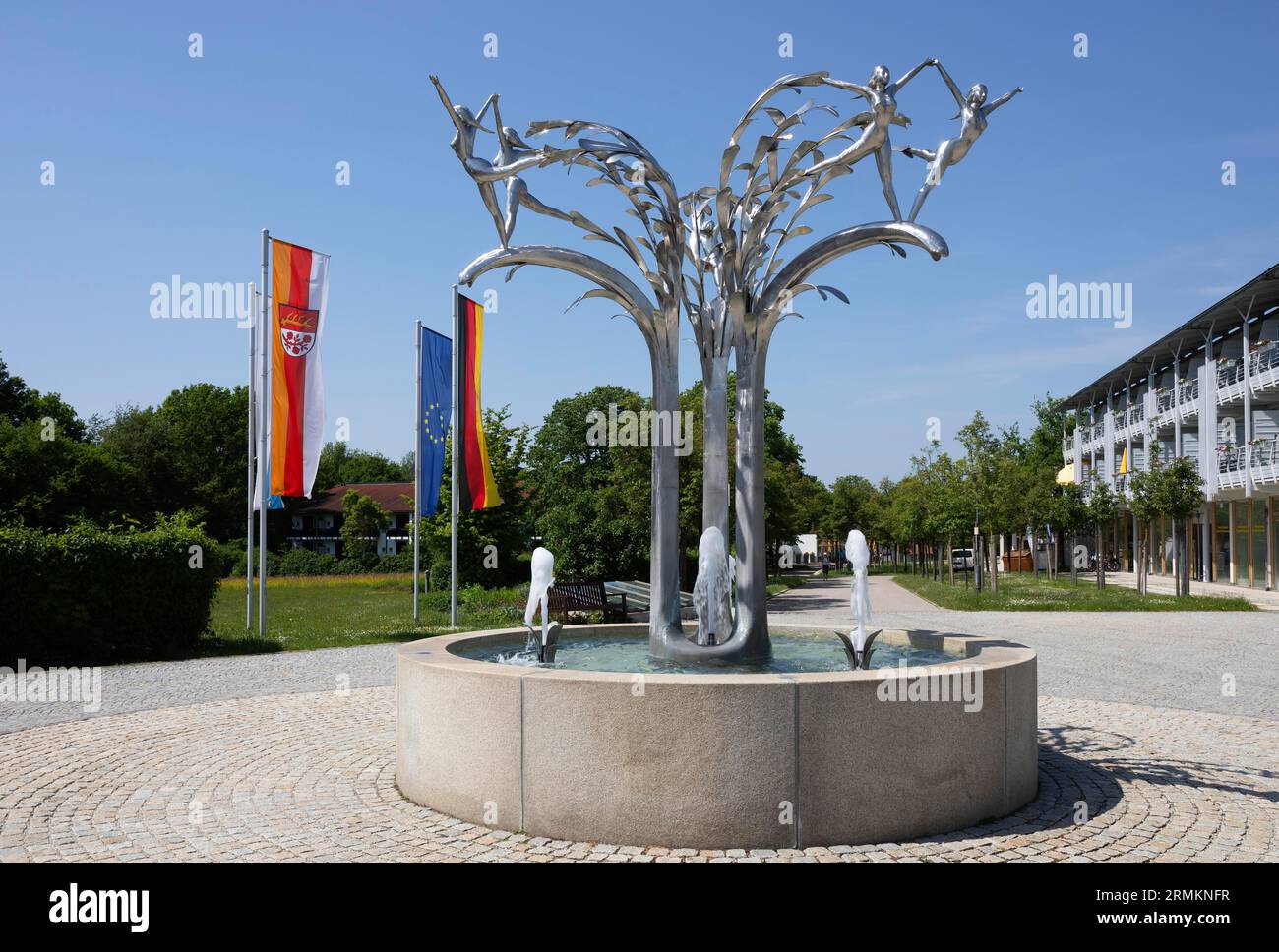 Fountain in the spa gardens, Bad Birnbach, Lower Bavarian spa triangle, Rottal Inn district, Lower Bavaria, Germany Stock Photo