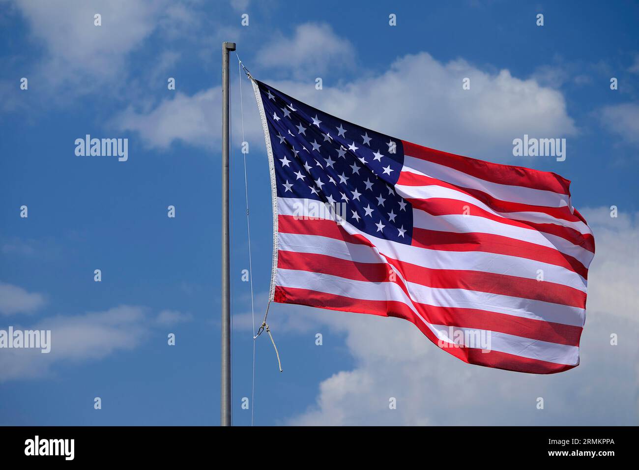 American flag waving in the wind, Bundeswehr Day, Munich, Bavaria, Germany Stock Photo