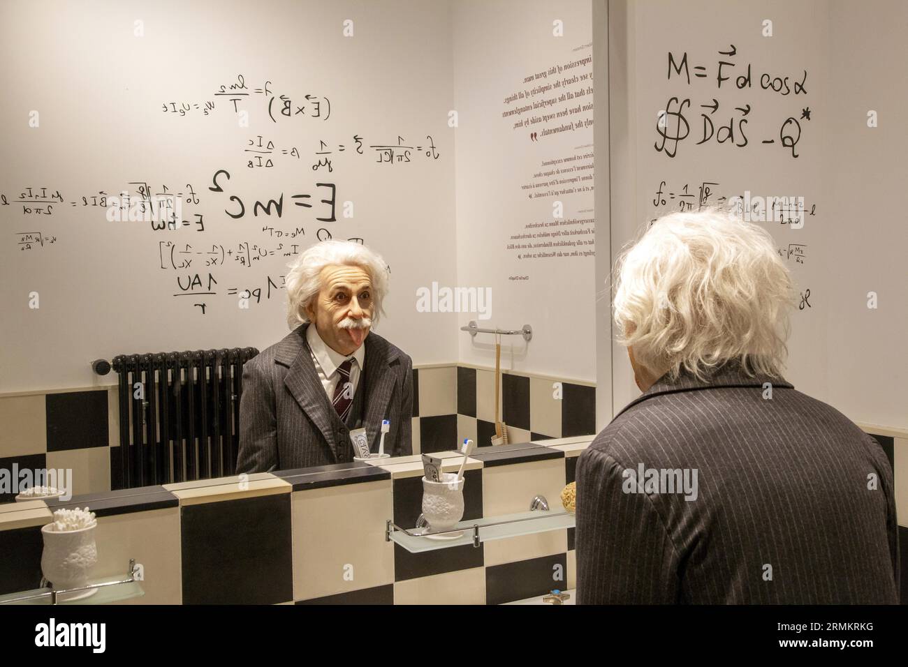 Albert Einstein, wax figure, Charlie Chaplin Museum, Chaplins World, Corsier-sur-Vevey, Canton Vaud, Switzerland Stock Photo
