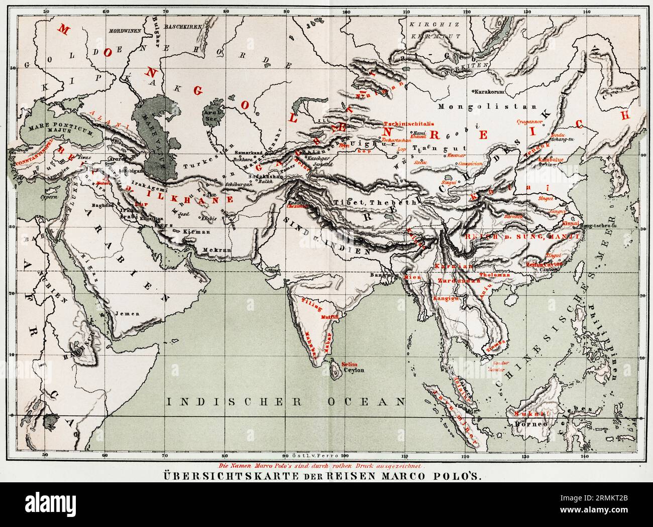 General map of the travels of Marco Polo (12541324), 13th and 14th