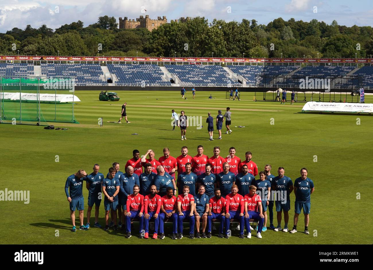 England players pose for a team group photo at the Seat Unique Riverside, County Durham. Picture date: Tuesday August 29, 2023. Stock Photo