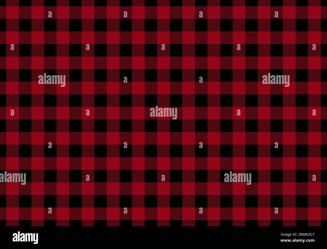 Interesting buffalo plaid pattern woven from black and red, two colors associated with American lumberjack, rugged styles or outdoorsy culture Stock Photo