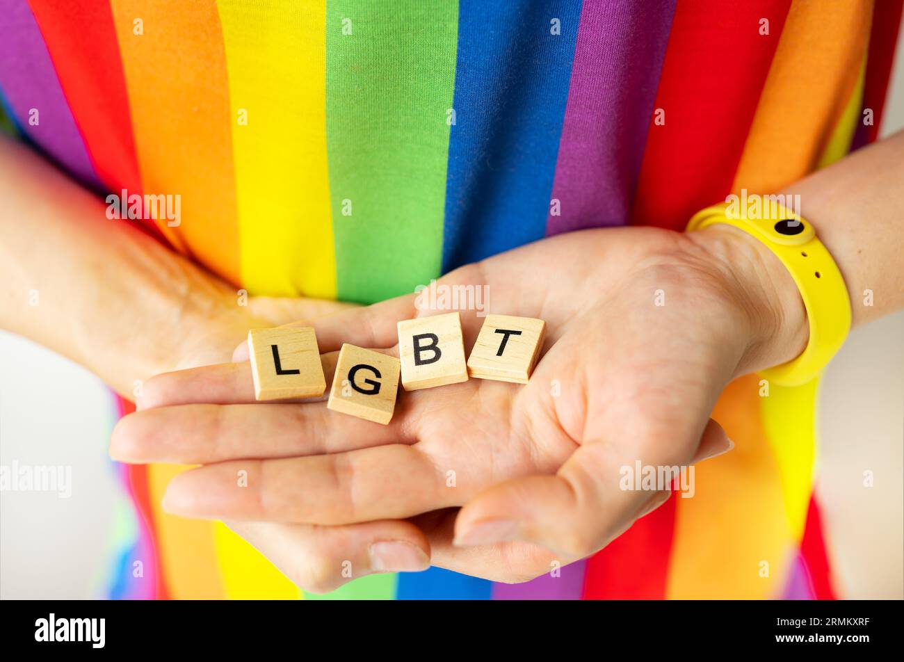 LGBT concept, same sex relationship and homosexual concept. The girl holds  in her hands the letters with the inscription LGBT. Support, tolerance  Stock Photo - Alamy