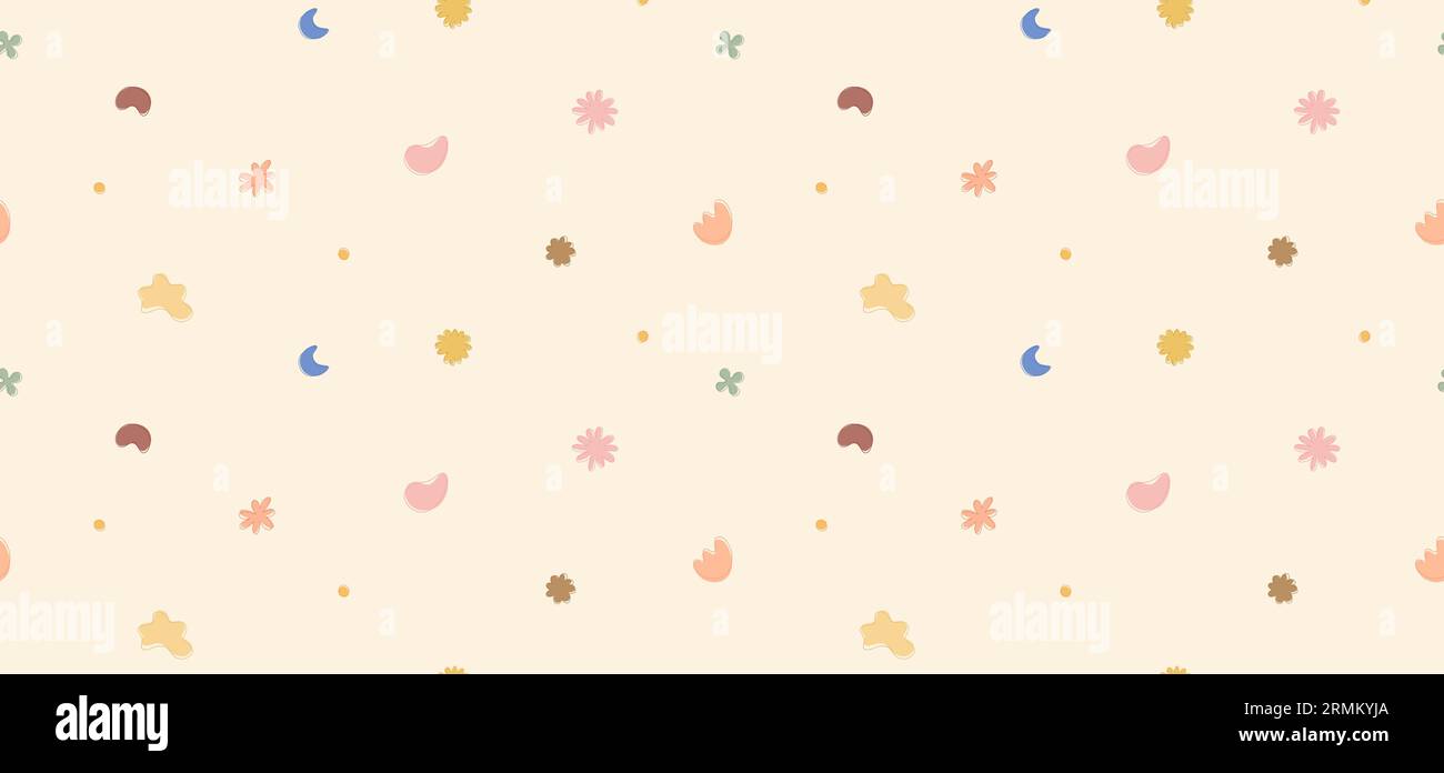 Seamless pastel colored vector pattern of abstract doodle hand drawn ...