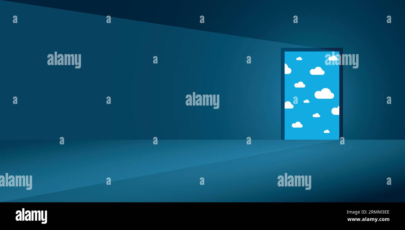 lovely cloudy blue sky visible through fully open door. new