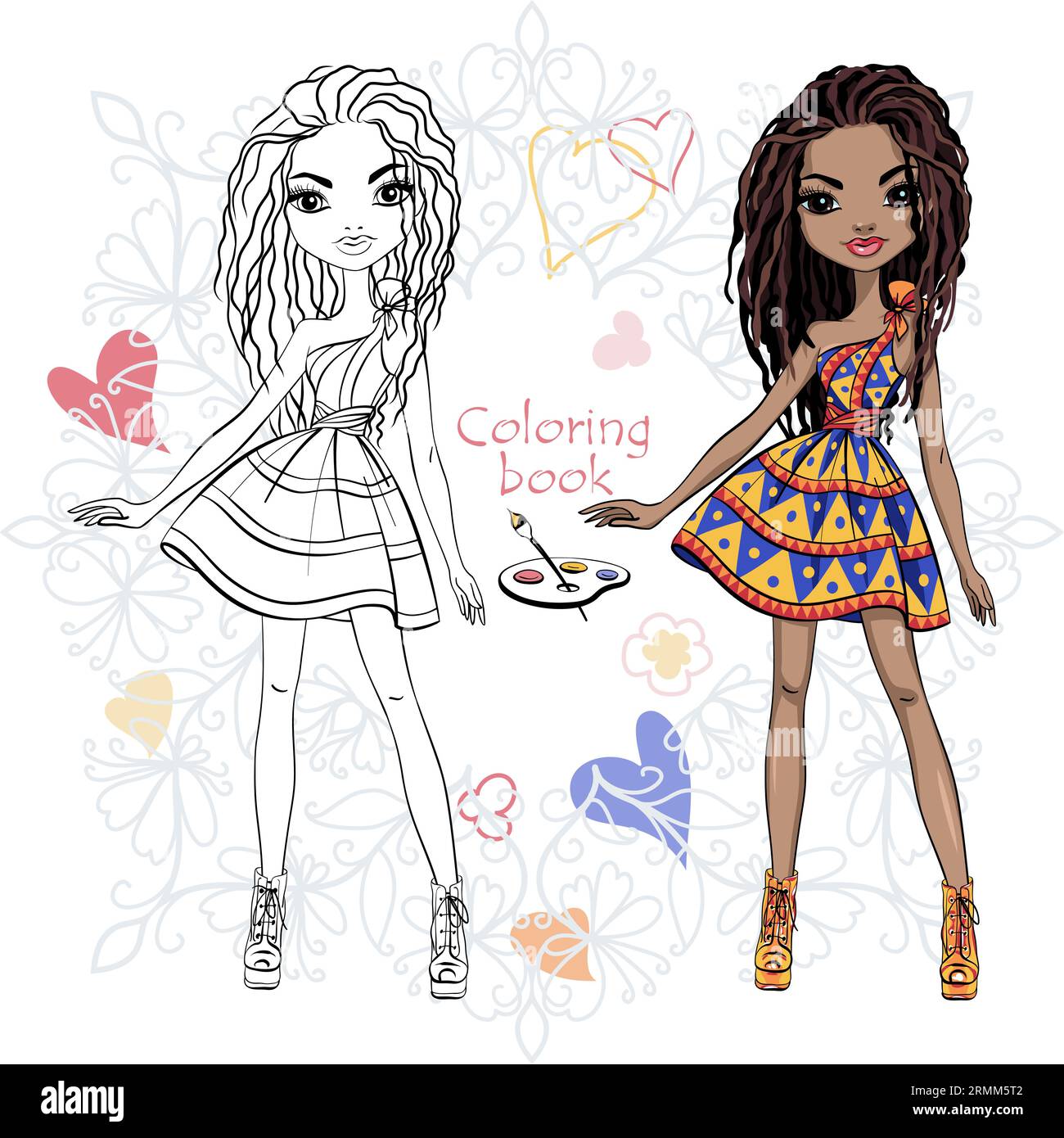 Set of Colombian Girl Coloring Book 24100847 Vector Art at Vecteezy