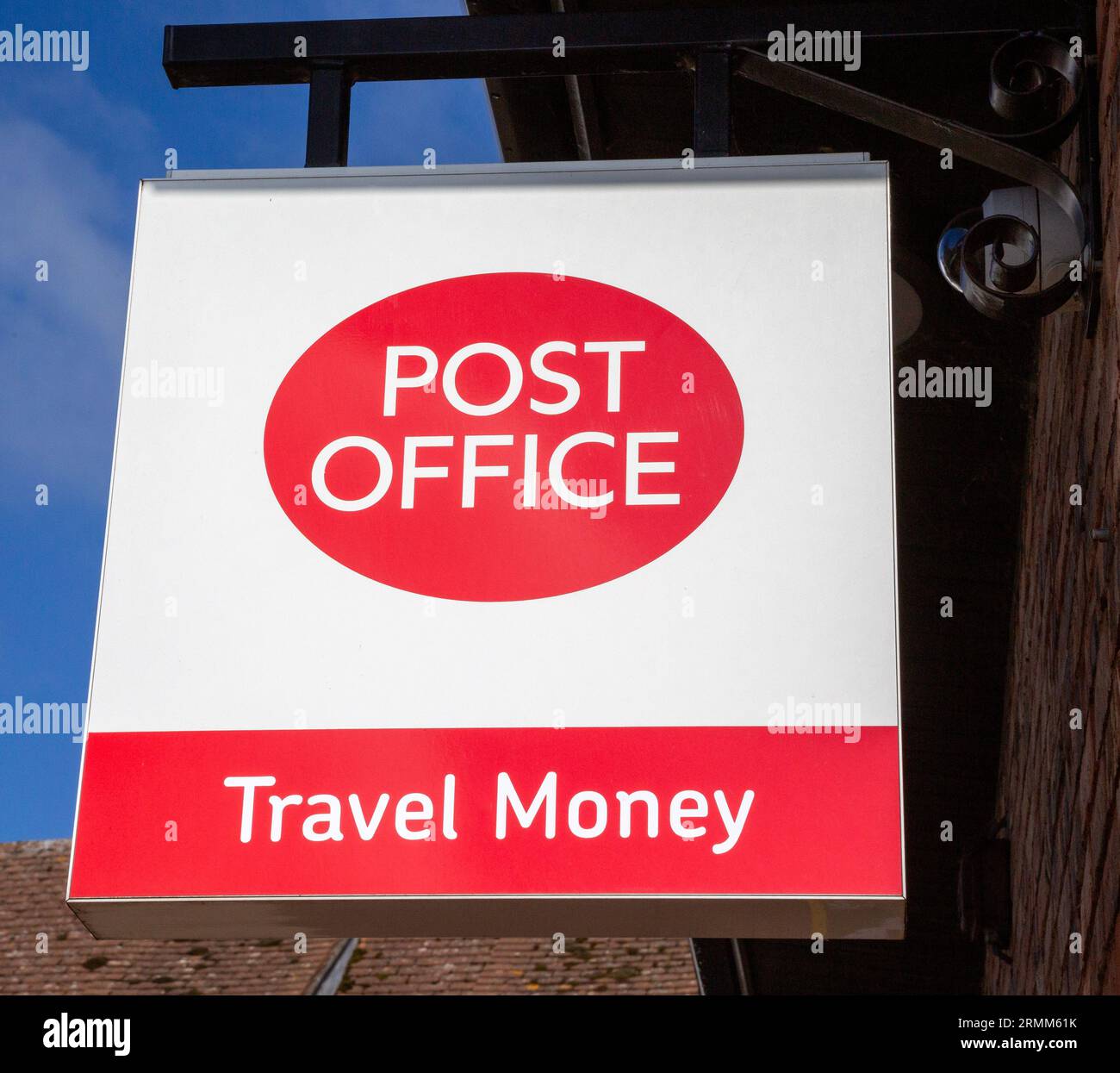 Post Office Travel Money wall sign Woodbridge, Sufffolk, England, Uk