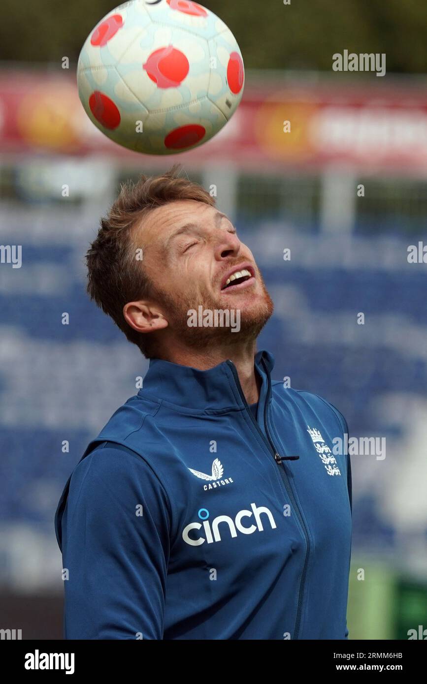 England's Jos Buttler during a nets session at the Seat Unique Riverside, County Durham. Picture date: Tuesday August 29, 2023. Stock Photo