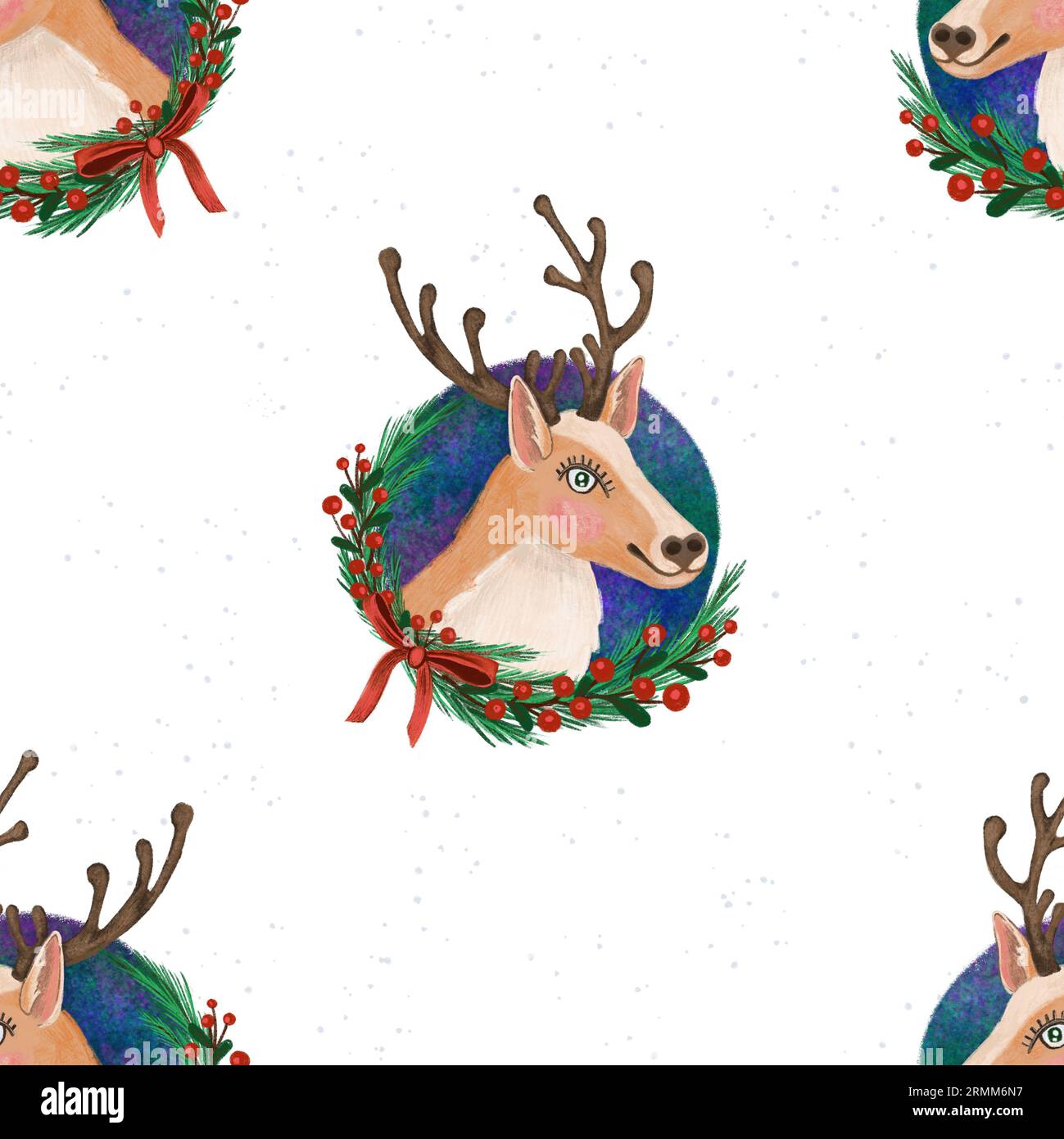 Xmas Comfy Deer L S Dress Crystal Pink Pattern