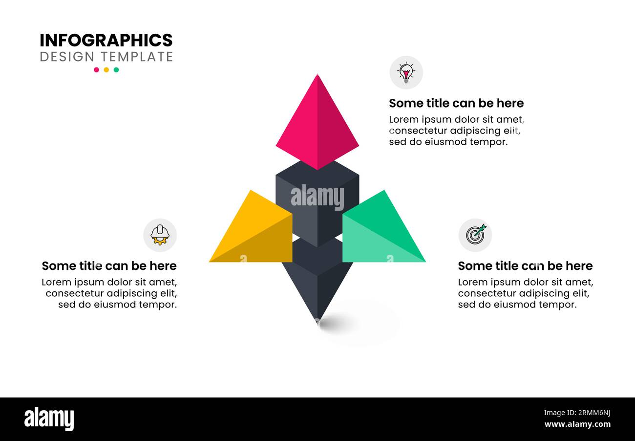 Infographic template with icons and 3 options or steps. Abstract 3d object. Can be used for workflow layout, diagram, banner, webdesign. Vector illust Stock Vector