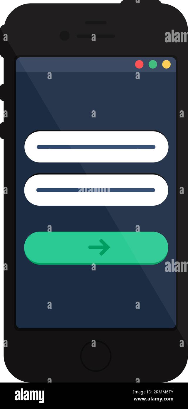 Authentication page of website of mobile application in smartphone. Web page menu on screen of digital device. Simple flat vector icon isolated on whi Stock Vector