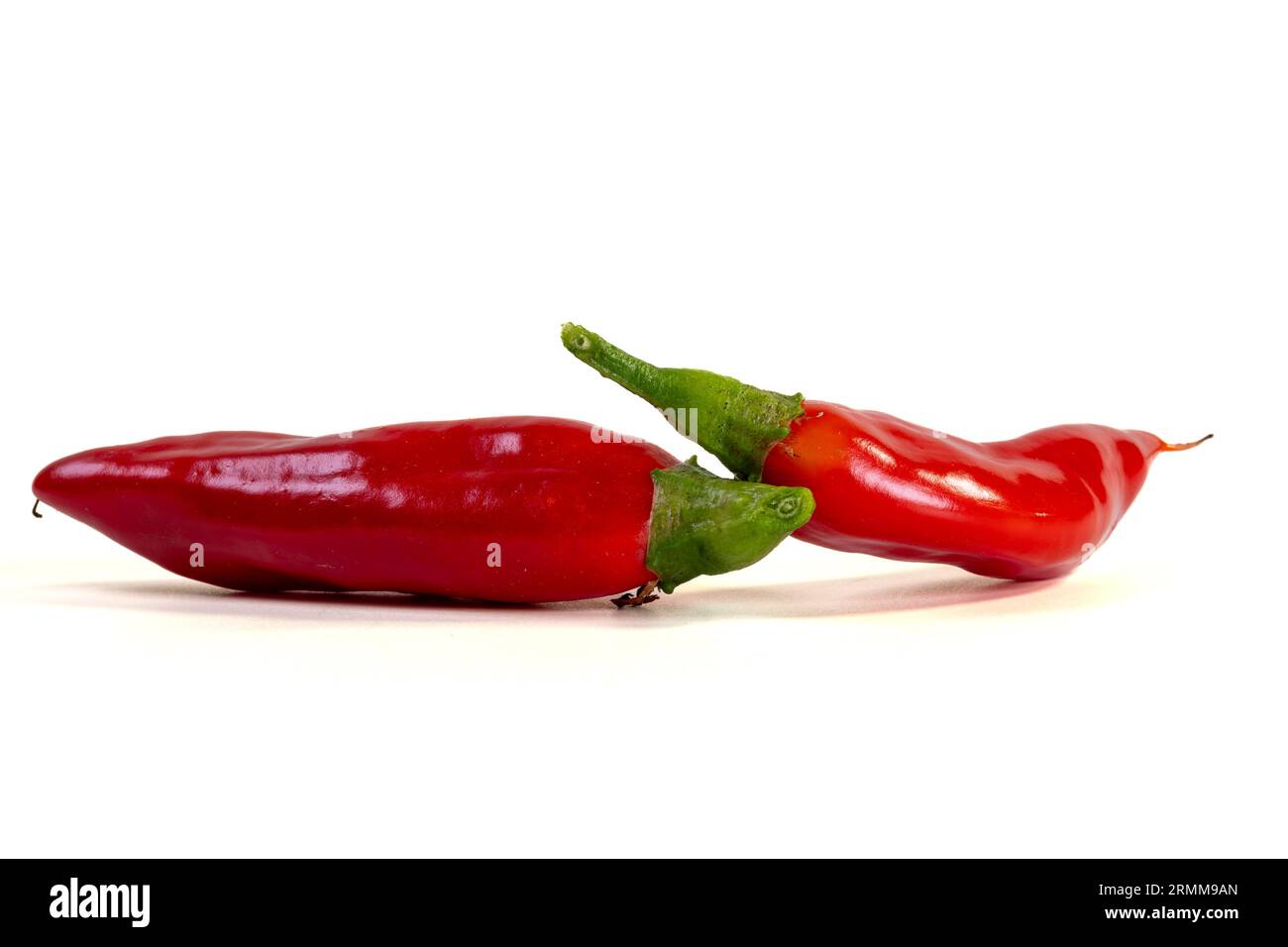 Two ripe red chili peppers isolated on white background Stock Photo - Alamy
