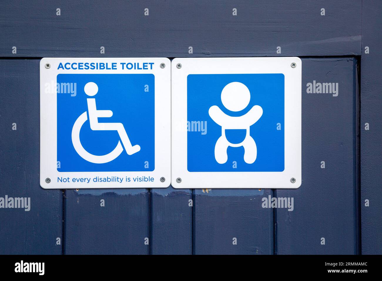 Accessible toilet and baby changing signs on public toilets, Woodbridge