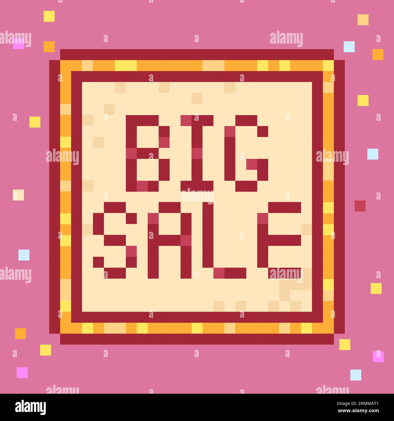 Big Sale sign. Pixel art style icon 8-bit Stock Vector