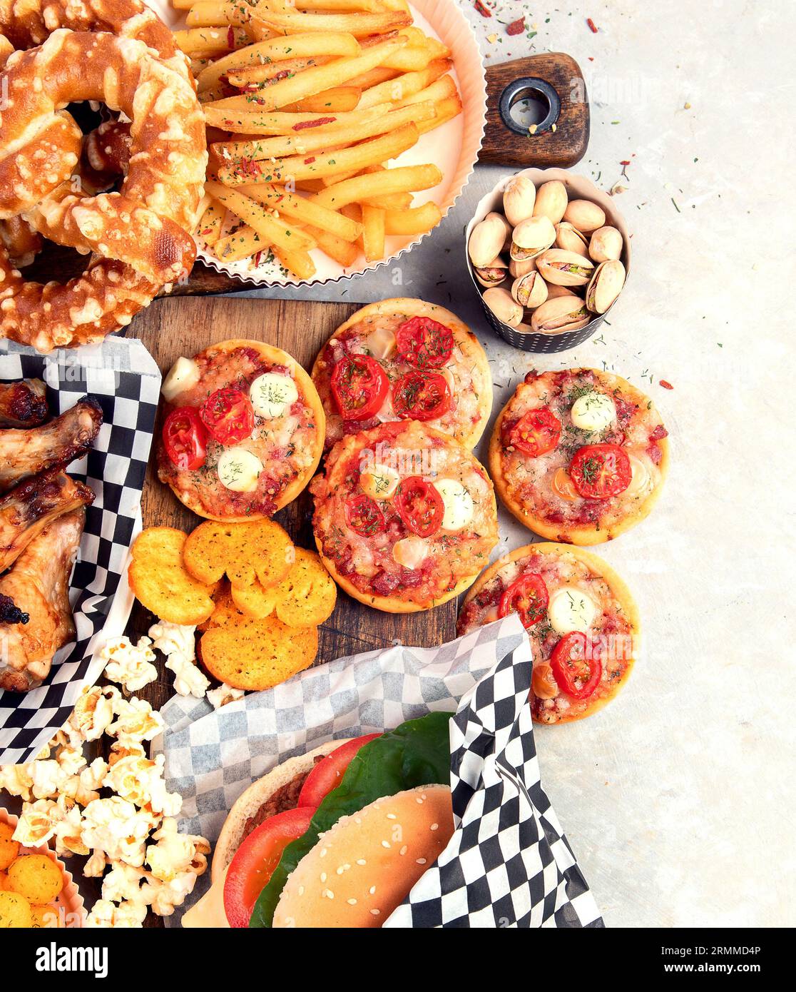 American food. Fast food. Top view Stock Photo - Alamy