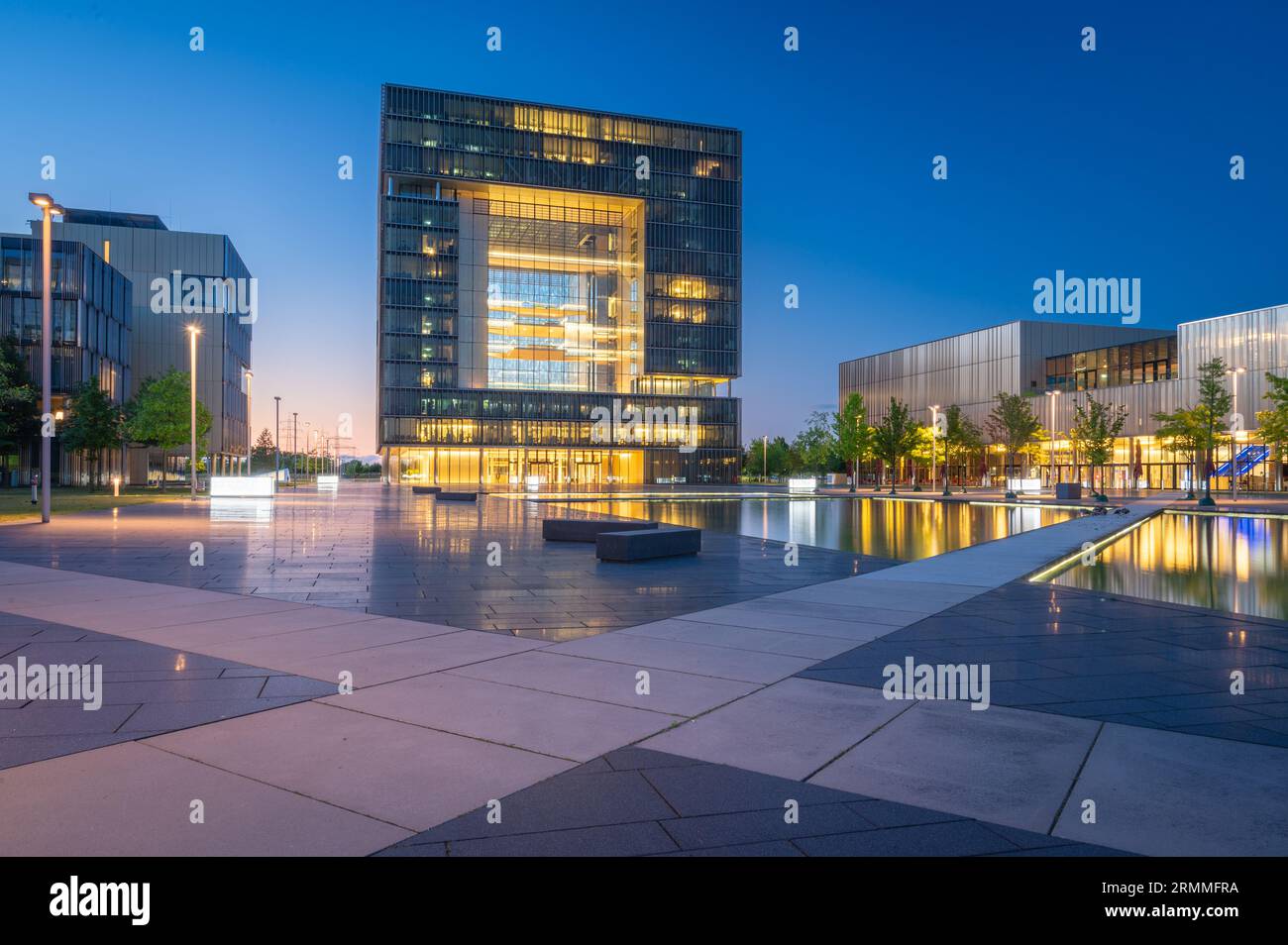 Essen, Germany - July 03, 2022: Early evening at the Offices of the Headquarters of ThyssenKrupp AG in Essen Stock Photo