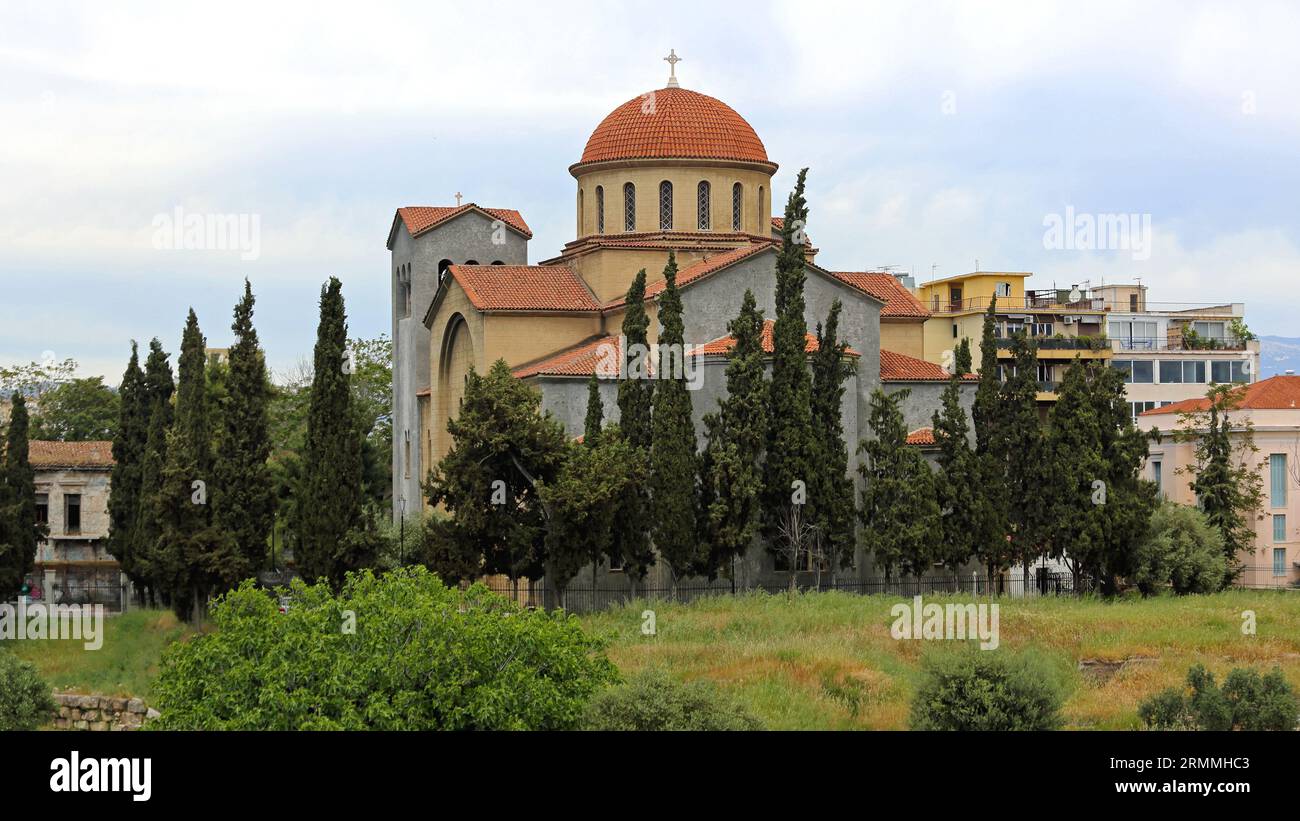 Ekklisia Agia Triada Holy Trinity Church at Cemetery in Athens Greece Stock Photo