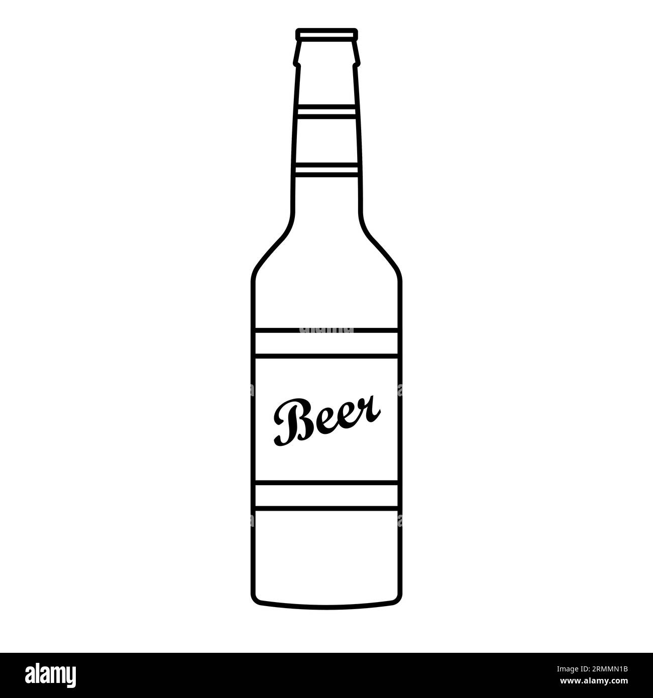 Vector flat outline beer bottle isolated on white background Stock