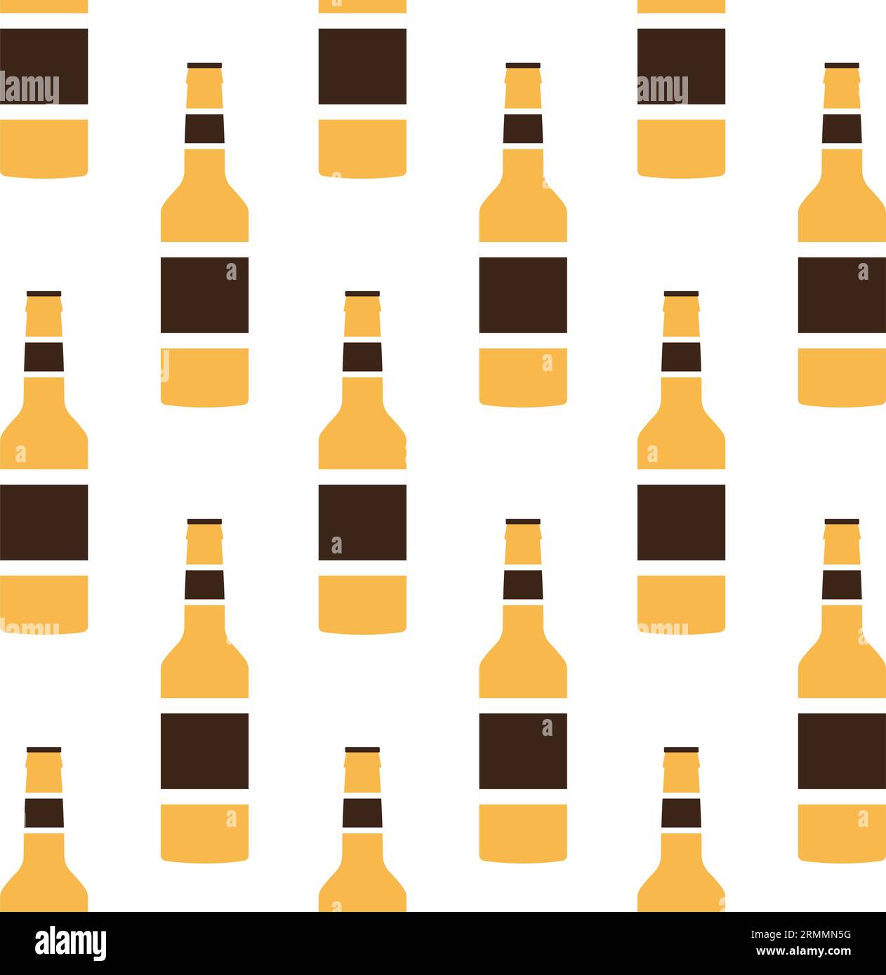 Vector seamless pattern of flat beer bottle isolated on white ...