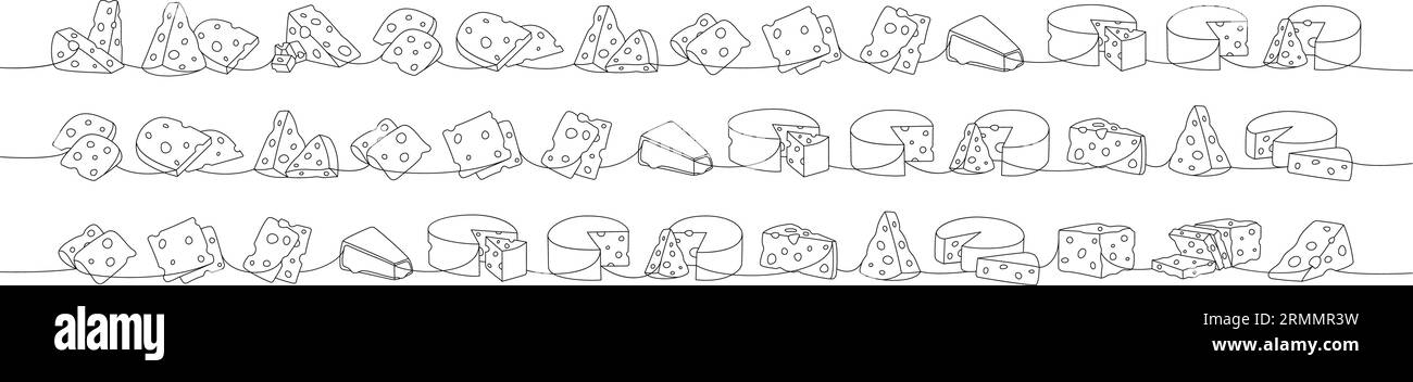 Set of cheese one line continuous drawing. Cheese products continuous ...