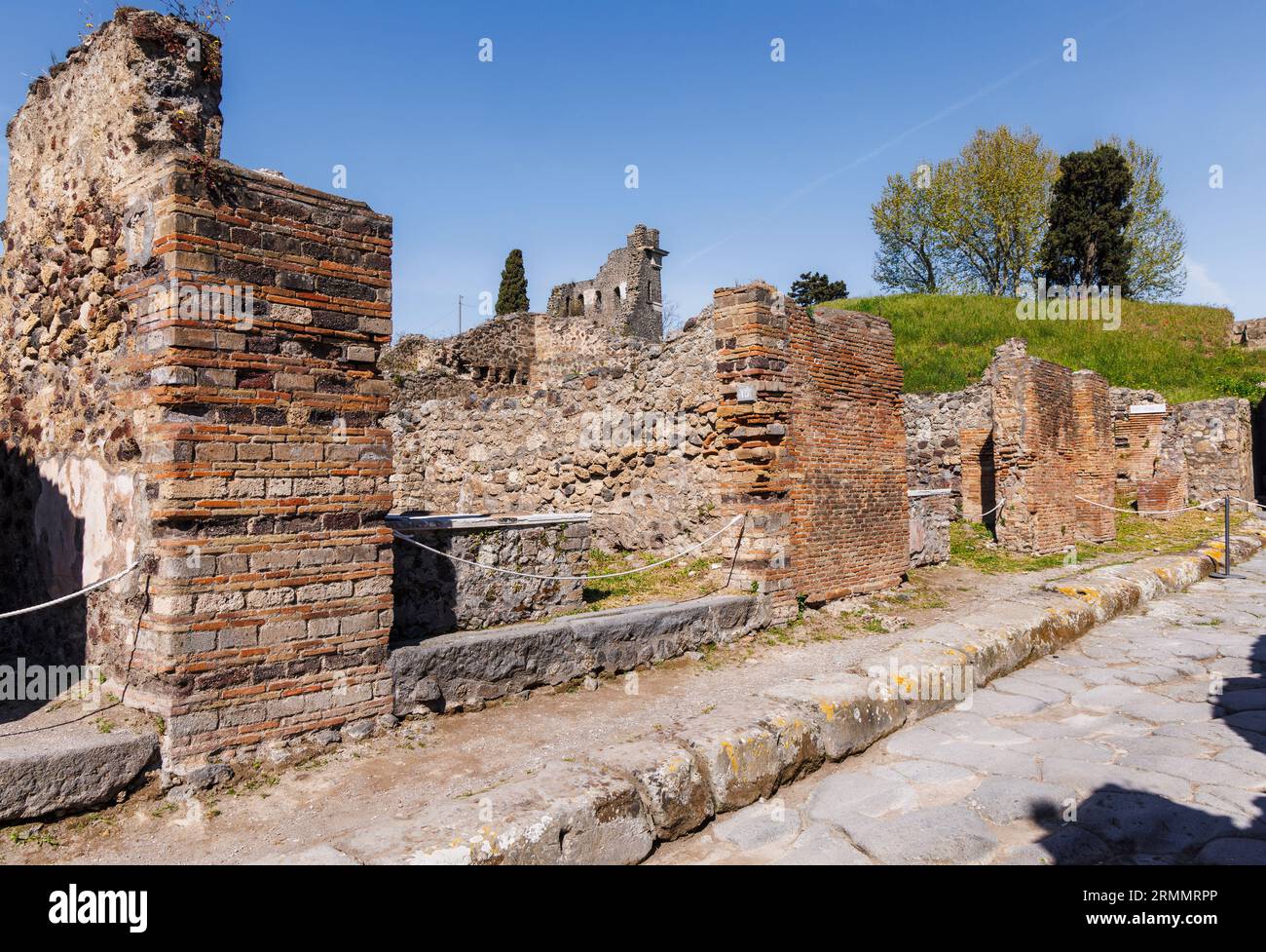 Pompeii Archaeological Site, Campania, Italy.  Excavated streets.  Pompeii, Herculaneum, and Torre Annunziata are collectively designated a UNESCO Wor Stock Photo