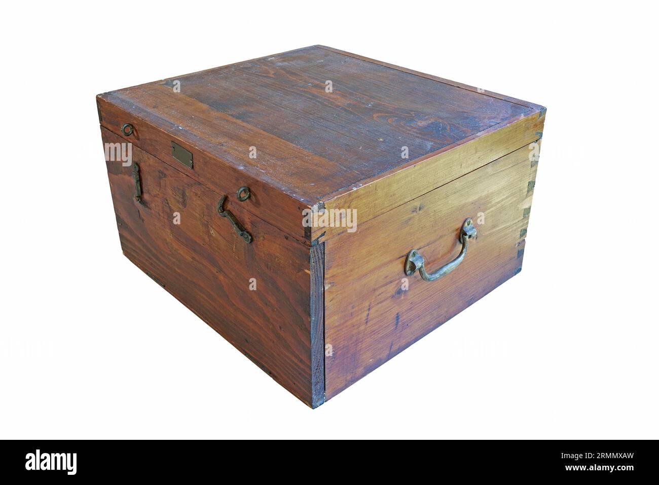 vintage wooden box isolated on white background, object for your design Stock Photo