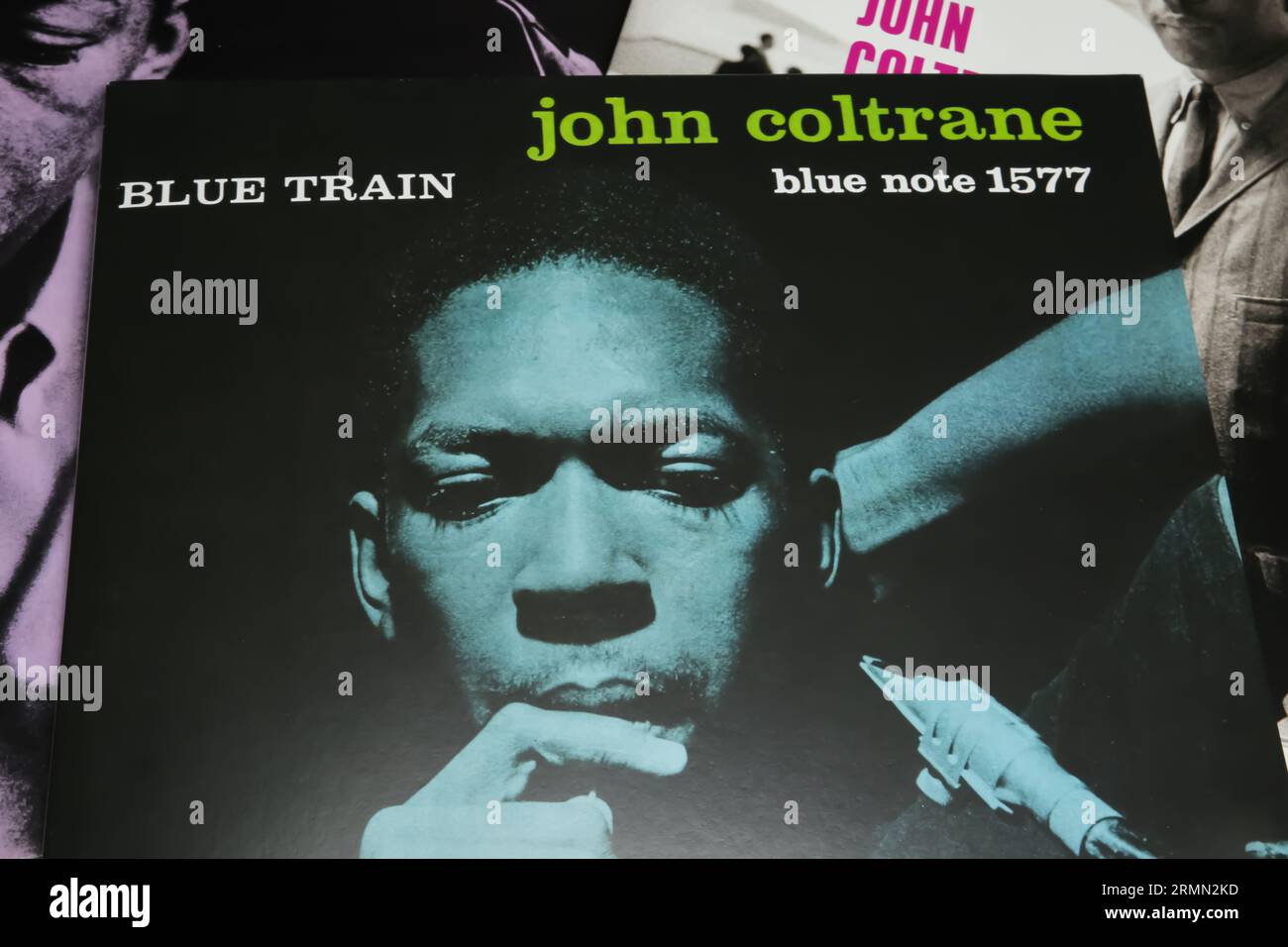 Viersen, Germany - July 9. 2023: Closeup of John Coltrane vinyl Jazz record cover Blue train from 1957 Stock Photo