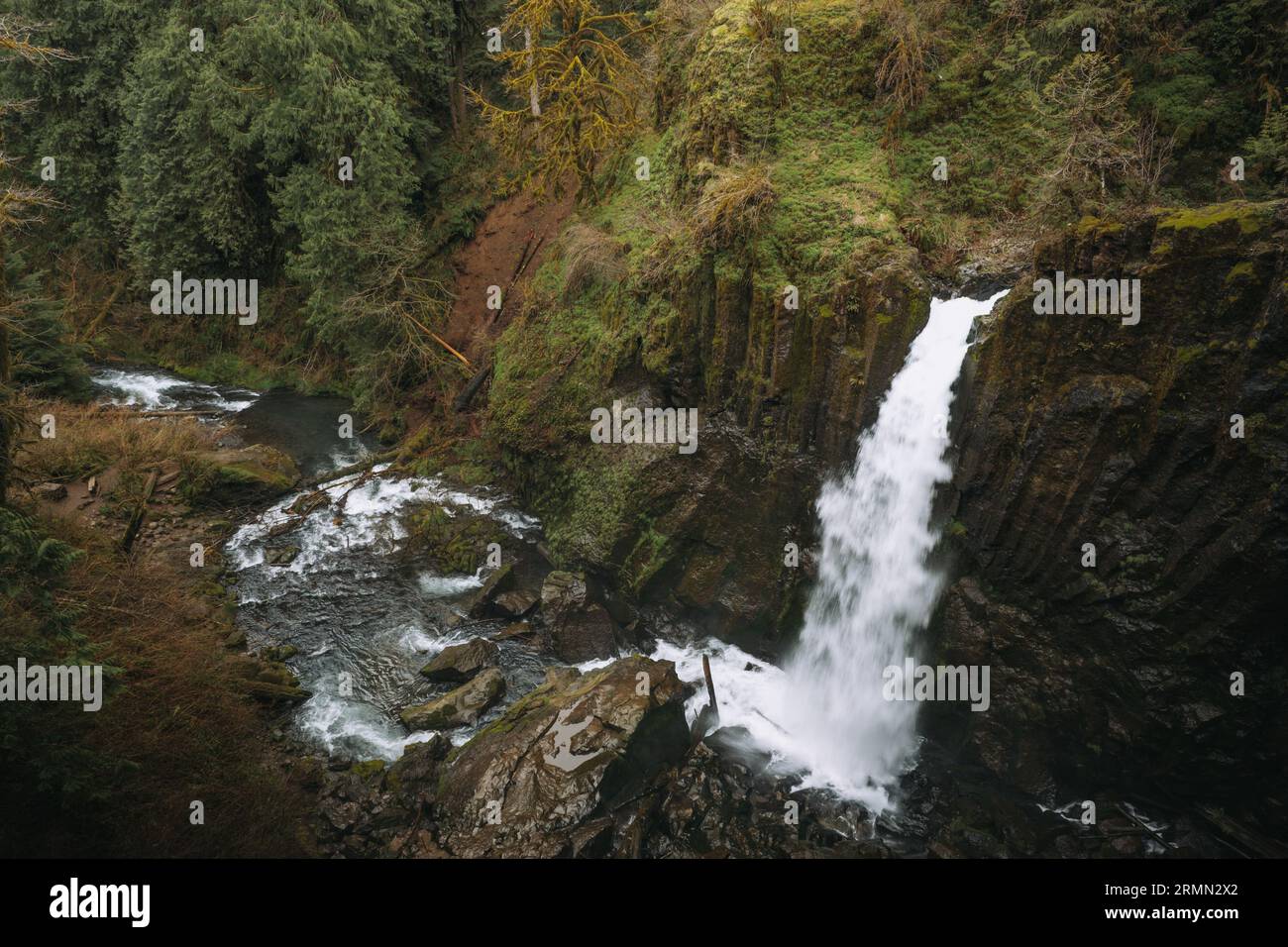 Suspension bridge hike Stock Photo