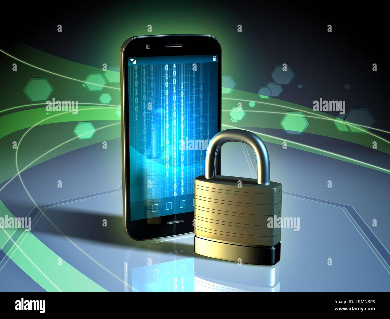 Data protection for a mobile device. Digital illustration Stock Photo ...