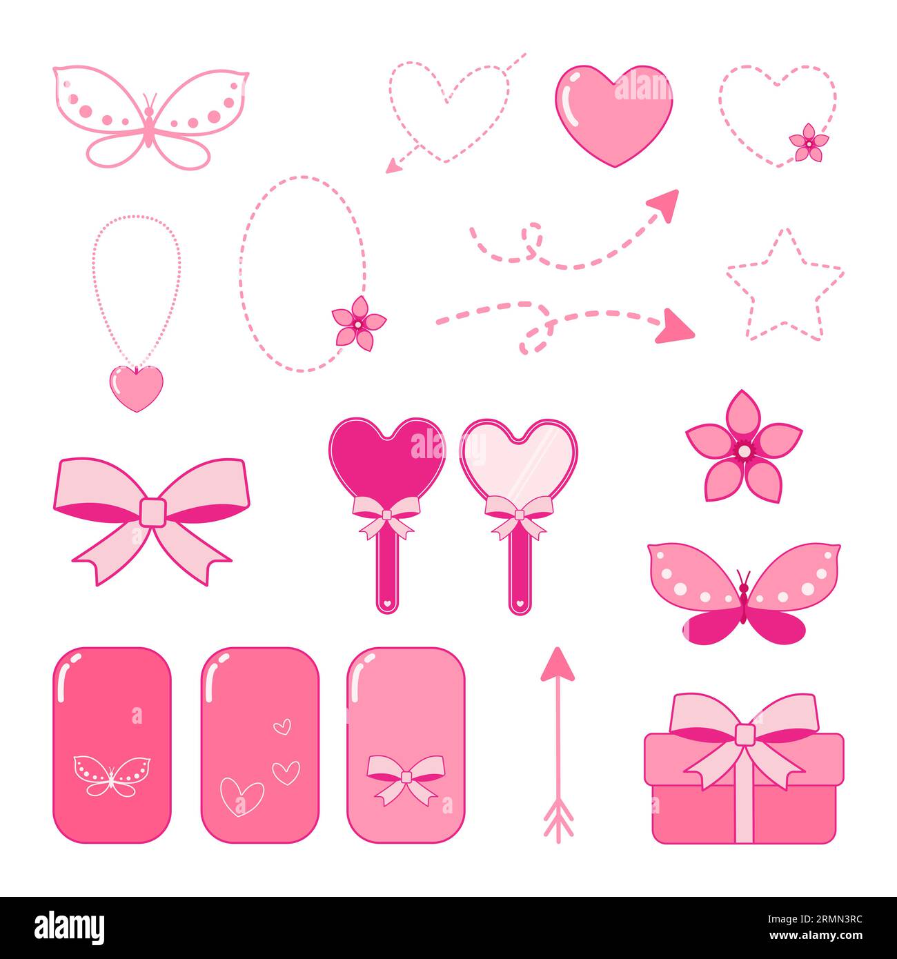 Set of cute pink elements for decoration. Girl diary concept Stock Vector Image & Art Alamy