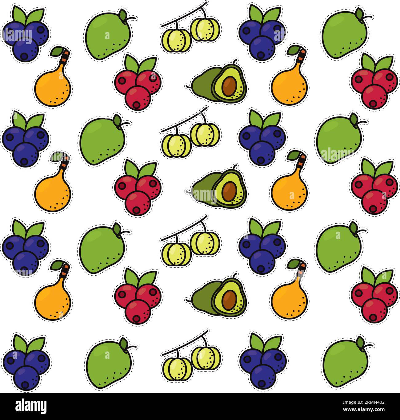 Seamless pattern background with set of fruit icons Vector Stock Vector ...