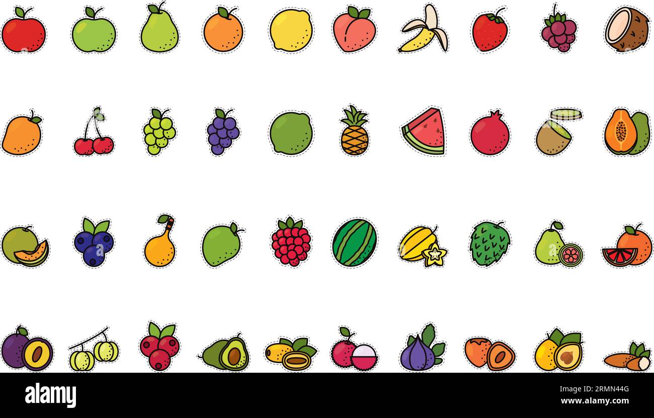 Set of colored fruit icons Vector Stock Vector Image & Art - Alamy